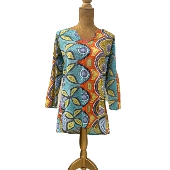 Women's Multicolored Summer Beach Tunic Size L - Picture 1 of 6